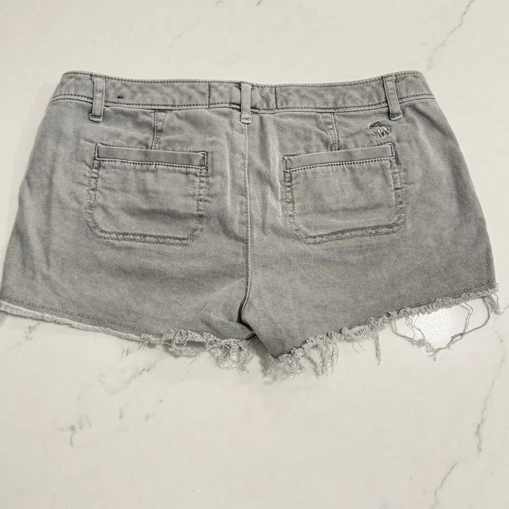 Abercrombie Kids High Rise Mini Shortie Shorts Size 16 Y2k Distressed Denim